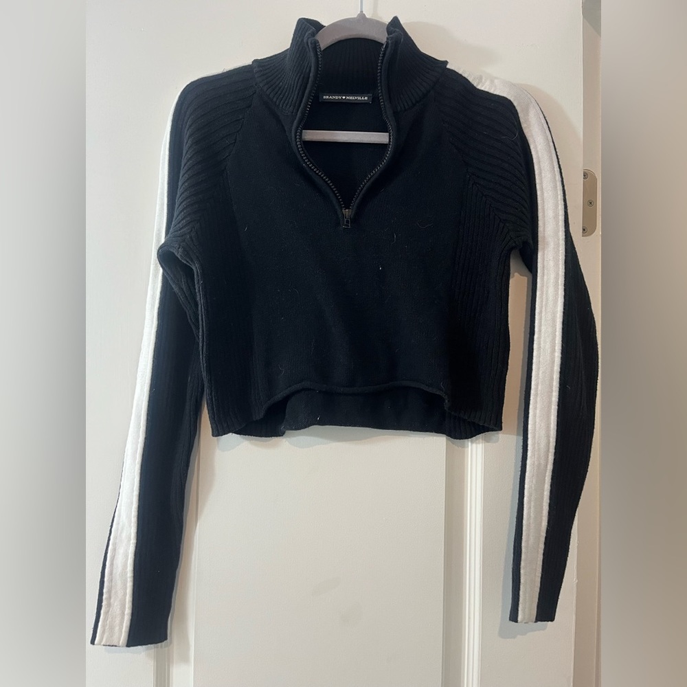 Brandy Melville Cropped Black Quarter Zip
